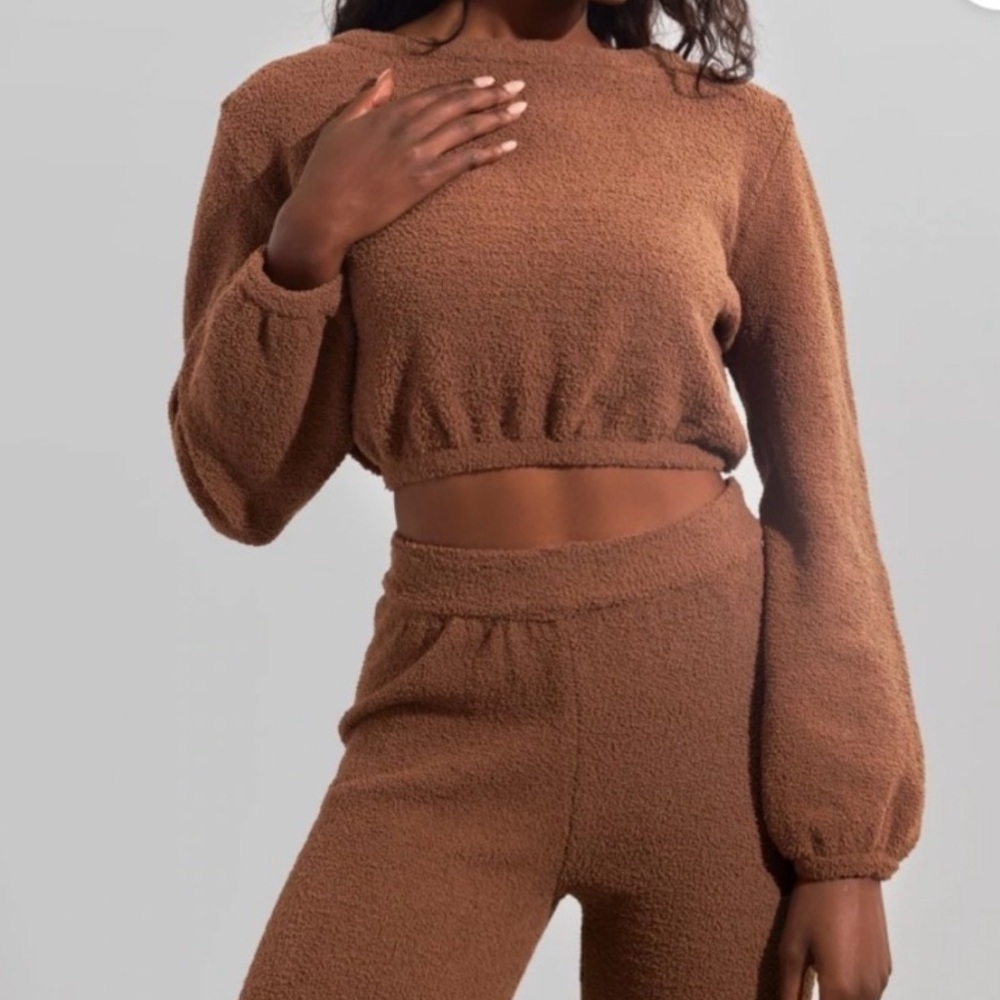 BuffBunny Loop Yarn Collection Cropped Death Before Decaf Sweatshirt
